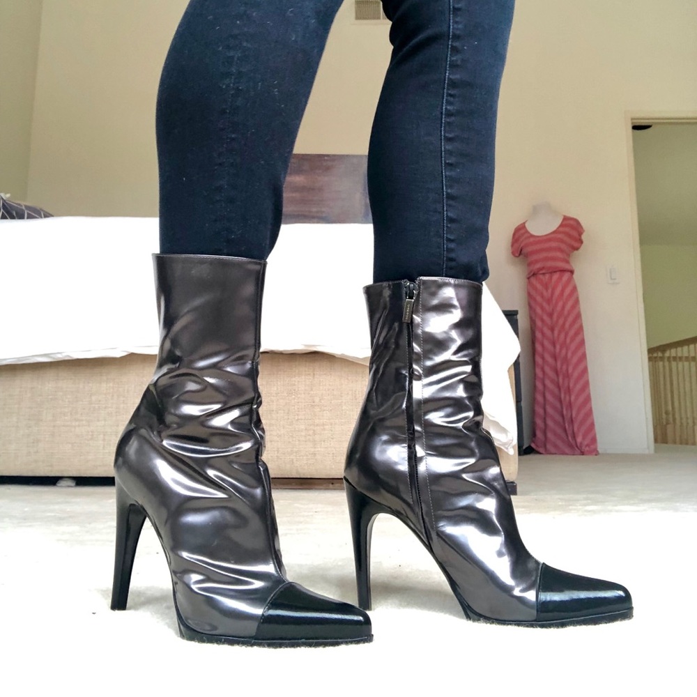 Casadei Metallic & Black Boots